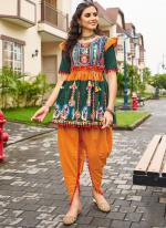 Pure Khadi Cotton Multi Colour Navratri Wear Embroidery Work Readymade Kedia With Tulip Pant